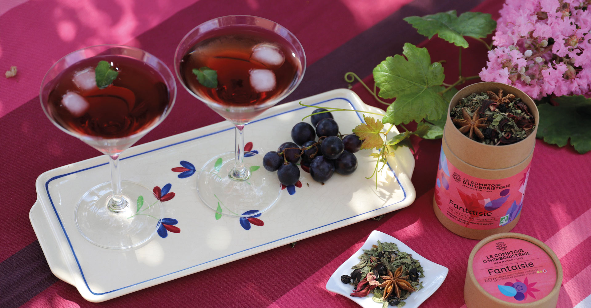 recette de mocktail glacé "fantaisie" plantes et fruits